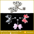 316L Surgical Stainless Steel Belly Ring White Pink Red Bowknot Belly Button Ring